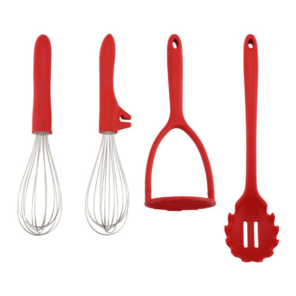 whisks, another whisk, potato mesher, spaghetti spoon