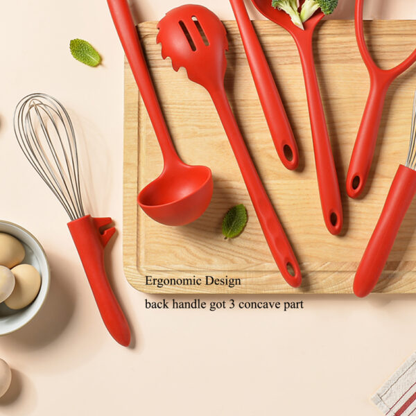 silicone kitchen utensil set with ergonomic handle design