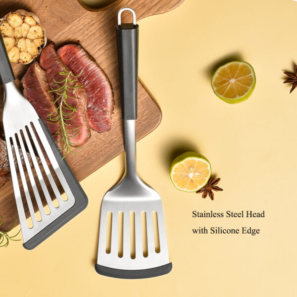 2PCS Stainless Steel Kitchen Utensils Set with Silicone Edge