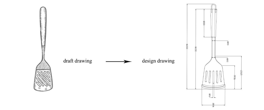 draft drawing from design drawing