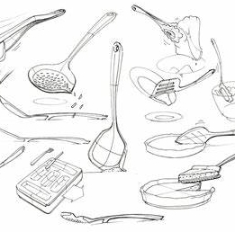 kitchen utensils writing drawing